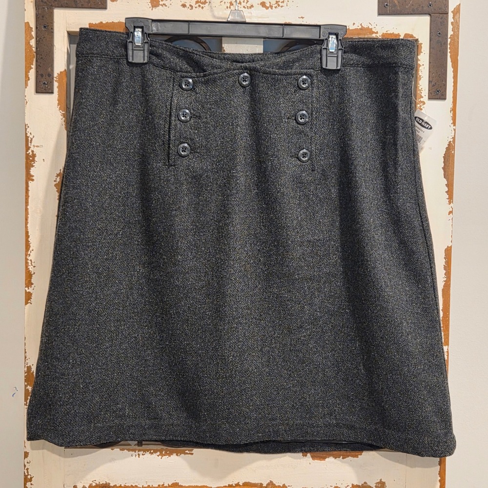 Old Navy Y2K Gray Wool Blend Tweed Sailor Mini Skirt Womens Size 14 Low Waist